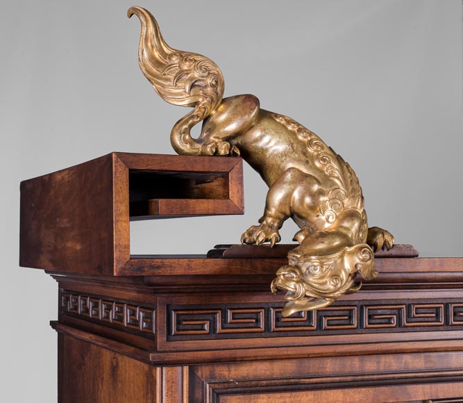 Gabriel VIARDOT (1830-1906) - Japanese style shelf unit with dragon and Foo dog-2