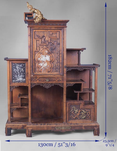 Gabriel VIARDOT (1830-1906) - Japanese style shelf unit with dragon and Foo dog-10