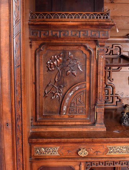 Gabriel VIARDOT (attributed to) - Asymmetrical cabinet with rich engraved and sculpted decoration of extreme oriental inspiration-6