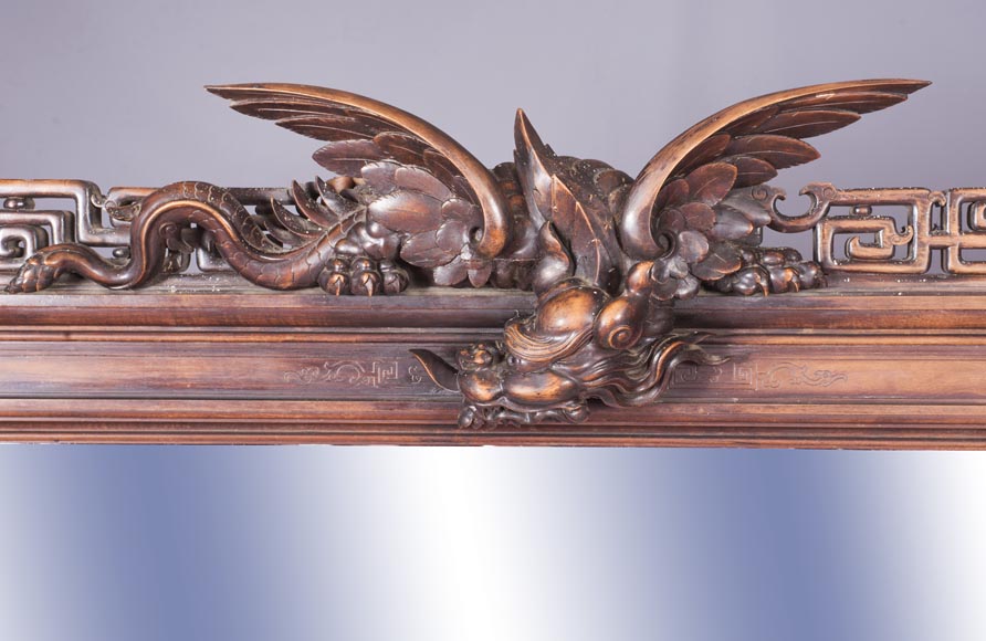 An antique Japonisme style trumeau with winged dragon-1