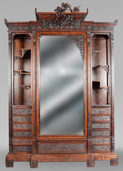 GABRIEL VIARDOT (attr. to) - Bedroom furniture composed of a wardrobe  and a bed in tinted sycamore-12