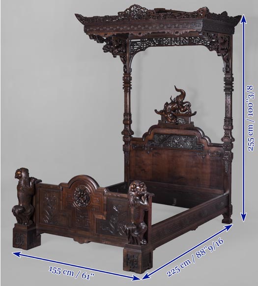 GABRIEL VIARDOT (attr. to) - Bedroom furniture composed of a wardrobe  and a bed in tinted sycamore-21