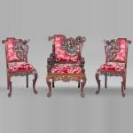 Cyrille RUFFIER DES AIMES (1844-1916) - Set of two chairs and an armchair inspired by the Far East