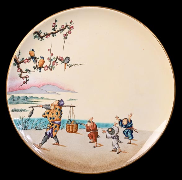 Manufacture Jules Vieillard & Cie, set of nine Japonist plates-11
