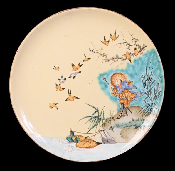 Manufacture Jules Vieillard & Cie, set of nine Japonist plates-15