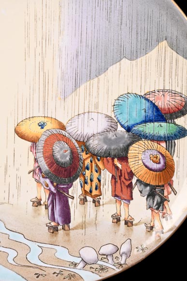 Manufacture Jules Vieillard & Cie, set of nine Japonist plates-18