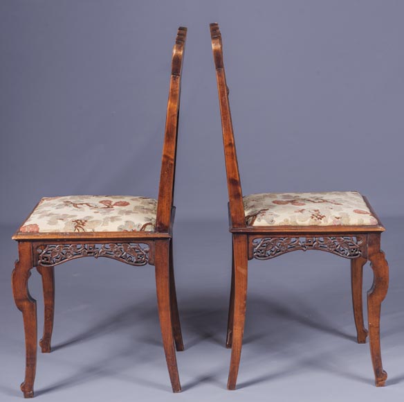 Pair of Japanese style chairs with fan-shaped backs of seat-3
