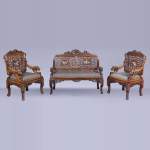 Maison des Bambous Alfred PERRET et Ernest VIBERT (attributed to) - Beautiful japanese style living room furniture set with dragons and openwork backs of seat