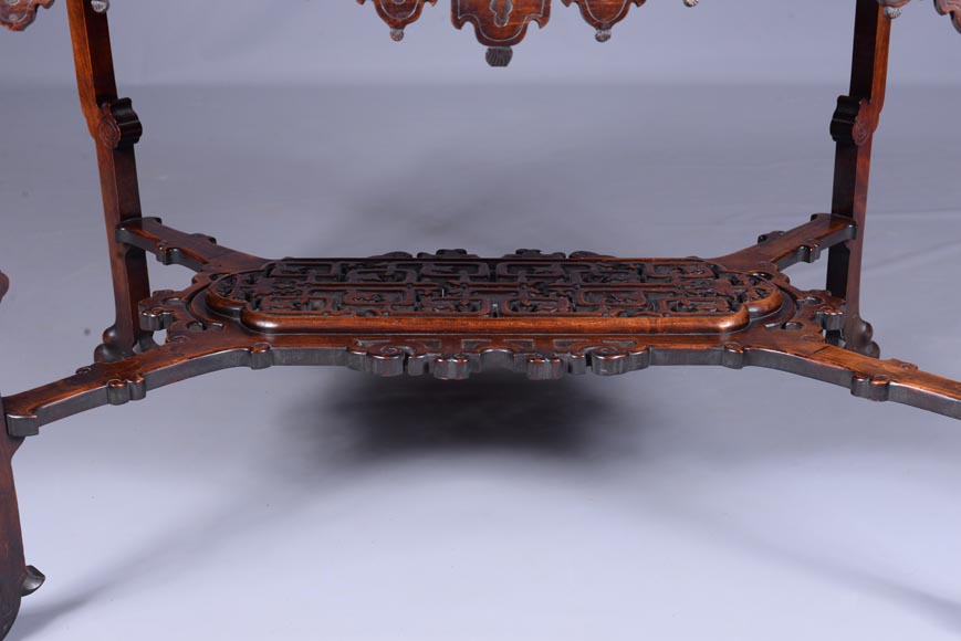 Gabriel Viardot (attributed to), Japanese table with bones birds marquetery, circa 1870-1880-2