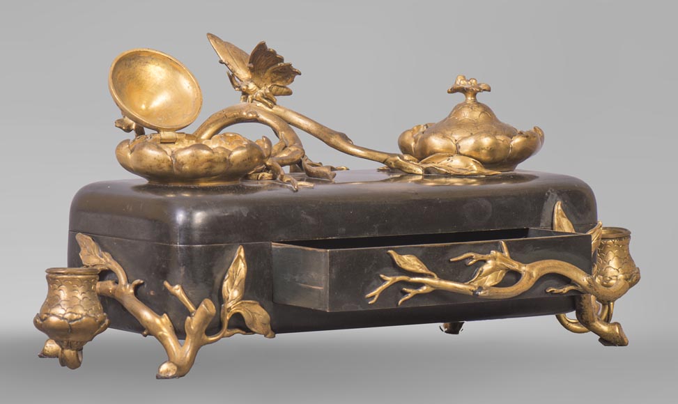 Frédéric-Eugène PIAT (1827-1903) (attributed to) - Inkwell with butterfly-2