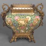 Ignac FISCHER - Chinese style jardiniere, in earthenware and gilded bronze