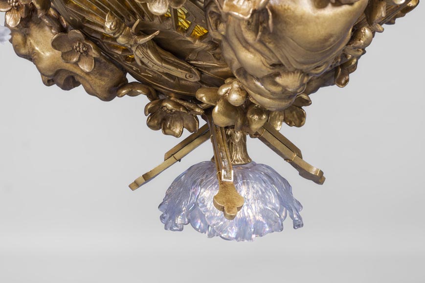 Eugène SOLEAU - Chandelier with Beshimi masks-2