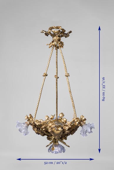 Eugène SOLEAU - Chandelier with Beshimi masks-4