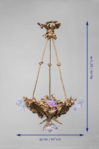 Eugène SOLEAU - Chandelier with Beshimi masks-6