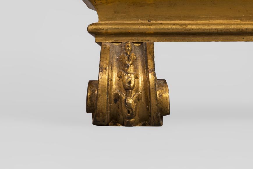 Henry Dasson, Pair of chenets with sphinges, Regency style, in gilded bronze, 1882-3