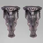 Maison des Bambous Alfred PERRET et Ernest VIBERT (attributed to) - Pair of wall brackets decorated with storks