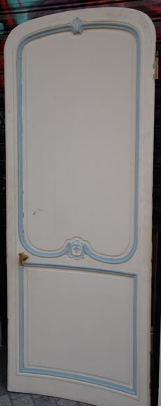 Element of a Louis XV style paneled room white and pale blue-9