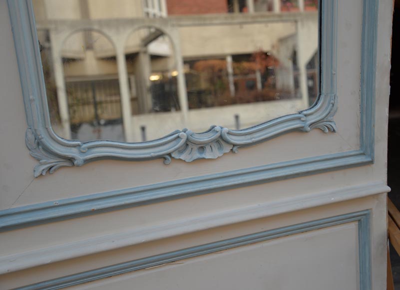 Element of a Louis XV style paneled room white and pale blue-11