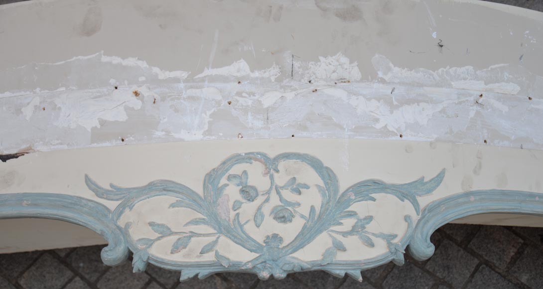 Element of a Louis XV style paneled room white and pale blue-14