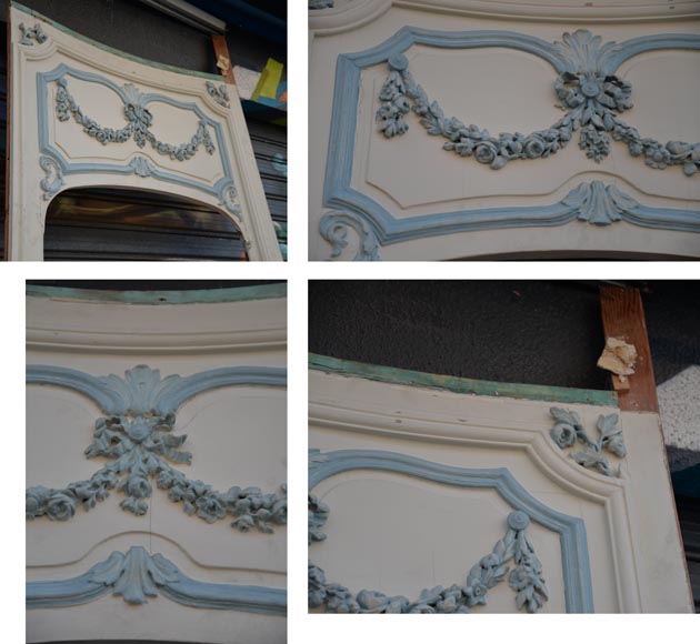 Element of a Louis XV style paneled room white and pale blue-17