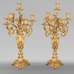 Pair of Louis XV style candelabra in gilt bronze