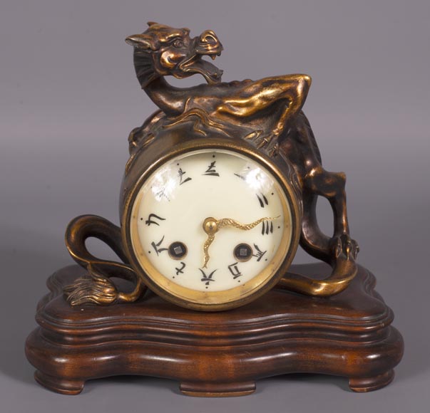 Japanese bronze dragon clock-0