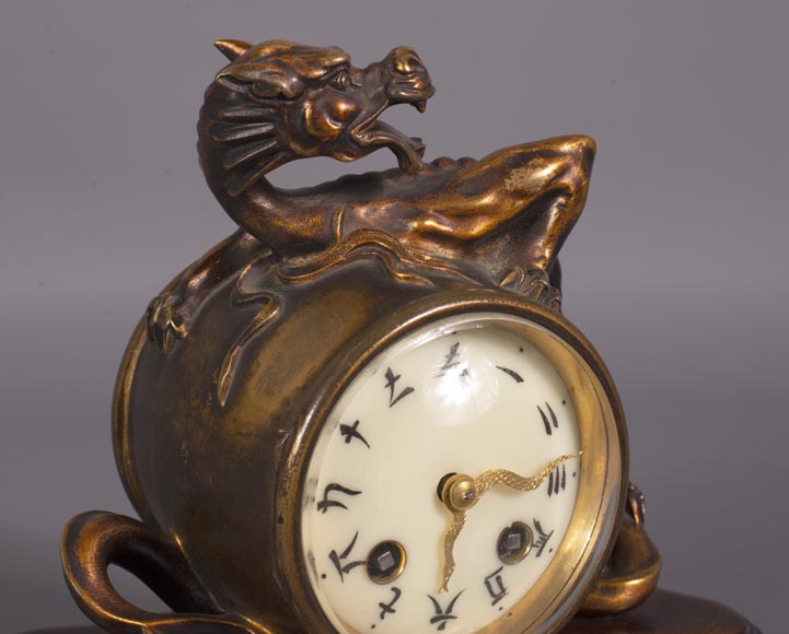 Japanese bronze dragon clock-2