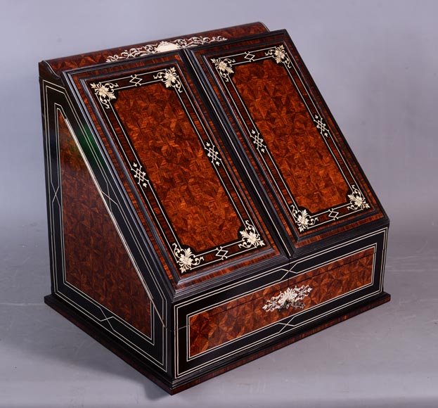 Maison SORMANI, Luxurious writing set in mahogany, ebony and ivory marquetry-4