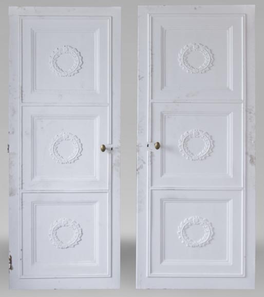 Pair of double-sided Empire style doors decorated with laurel wreaths-0