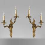 Pair of Louis XV gilded bronze wall lights