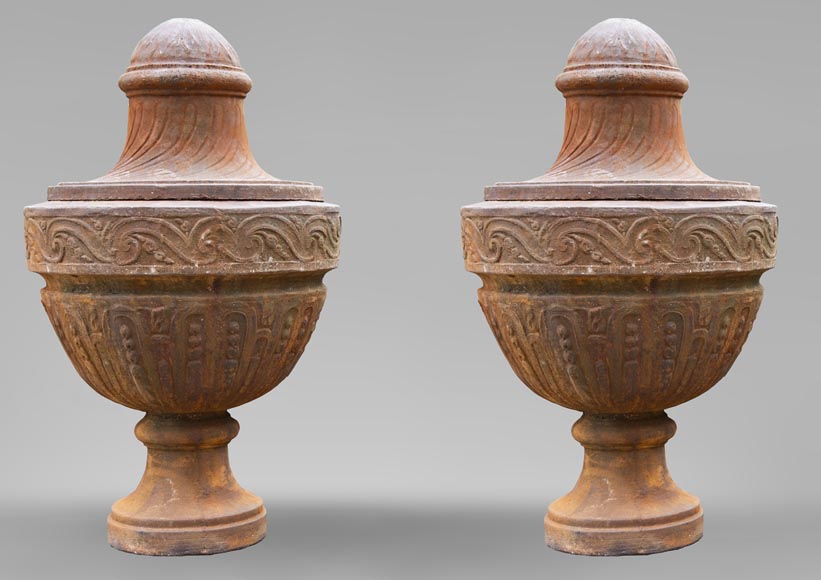 A pair of Louis XVI period vases made out of cast iron-0