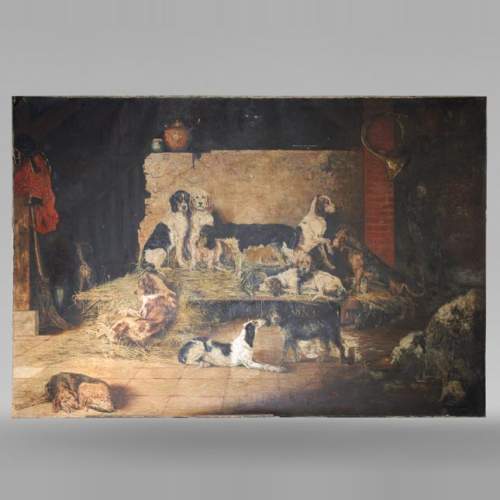 RICARD AUGUSTINE, « Après la chasse » Salon of 1885