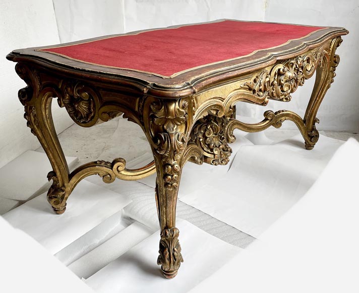 Louis XV style table in gilt and sculpted wood, 19th century-5