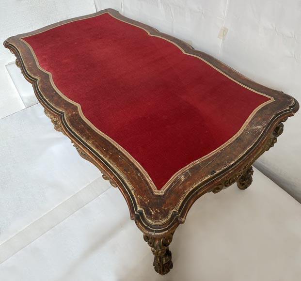 Louis XV style table in gilt and sculpted wood, 19th century-6