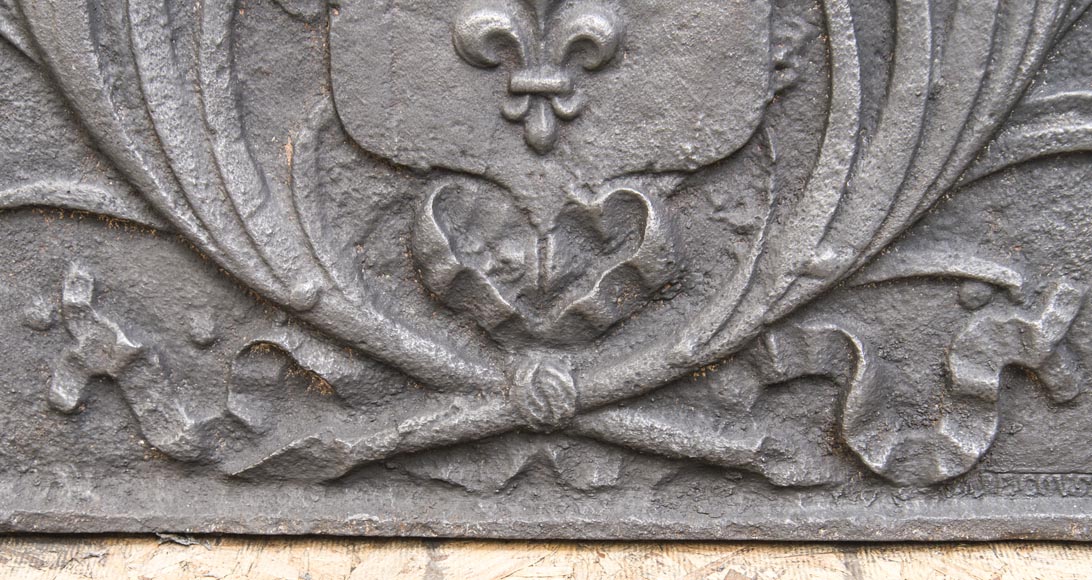 Cast iron fireback with the French coat of arms-4
