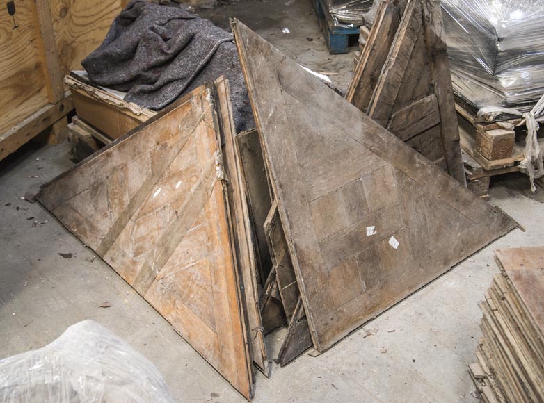 Lot of antique walnut parquet flooring, Star of David decor, 18th century-6