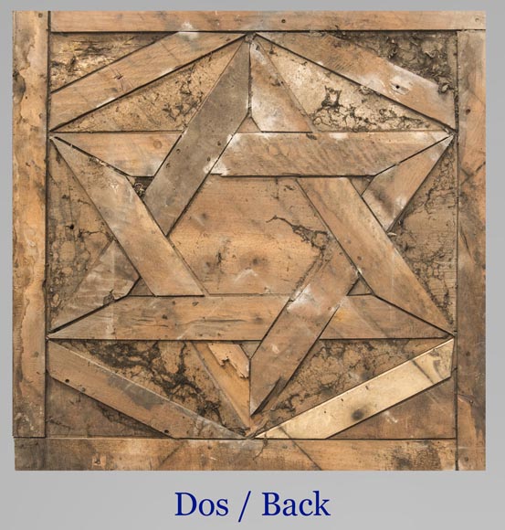 Lot of antique walnut parquet flooring, Star of David decor, 18th century-7