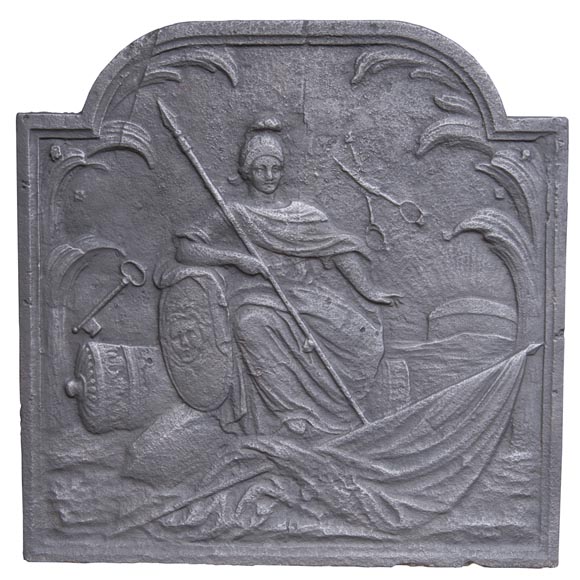 An antique fireback with Minerva, 18th century-0