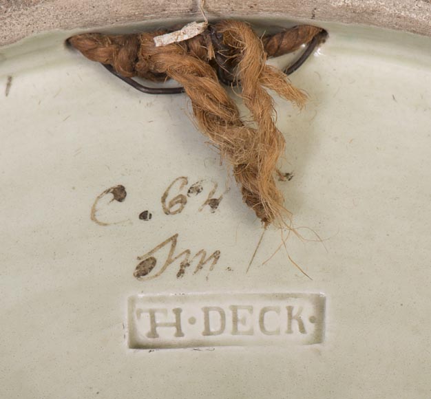 Théodore DECK (1823-1891) - Glazed earthenware dish decorated with a flying dragonfly and a kingfisher-5