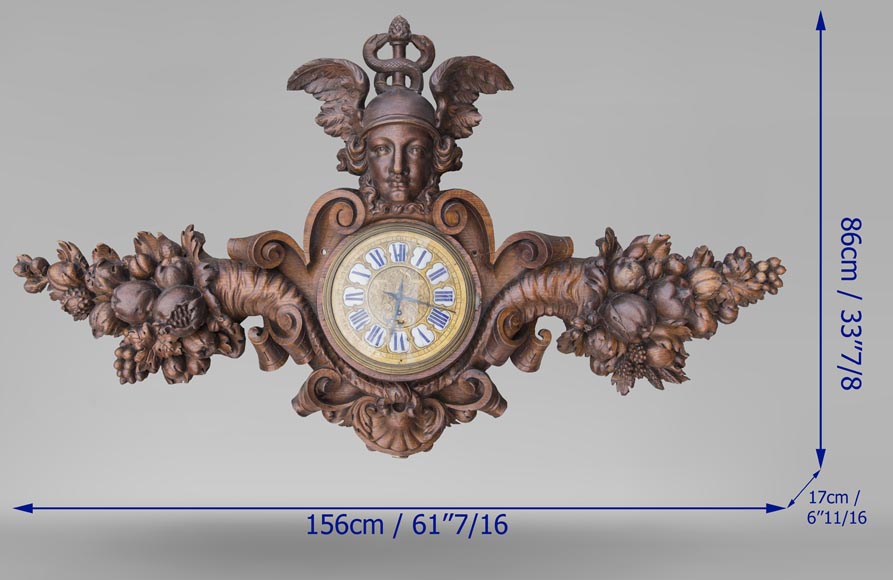 Large 19th century bracket clock featuring Hermes and his caduceus-6