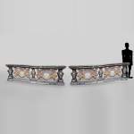 Pair of Baroque style balustrades in polychrome marble