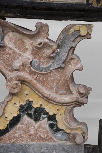 Pair of Baroque style balustrades in polychrome marble-9