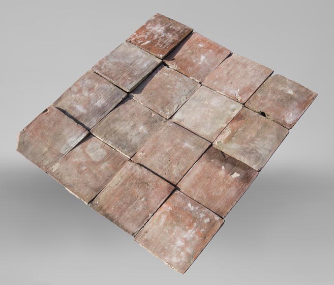Little set of terracotta floor tiles in square shape-0