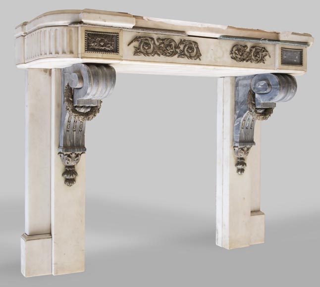 Napoleon III console in statuary and Turquin Blue marbles with bronze decorations-3