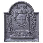 Fireback with La Porte-Mazarin family's coat of arms dated 1728
