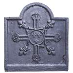 Cast iron fireback from the 17th century with French royal coat of arms