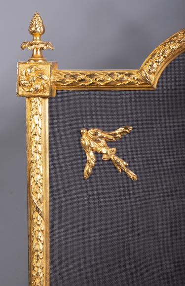 Fire screen in gilt bronze with Satyr mask-2