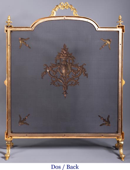 Fire screen in gilt bronze with Satyr mask-6