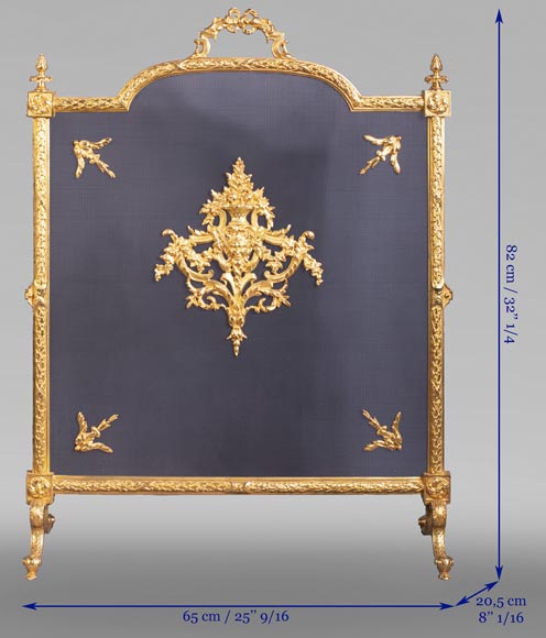 Fire screen in gilt bronze with Satyr mask-7
