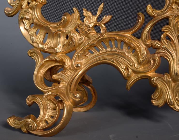 Very rich Louis XV style firescreen in gilt bronze-3